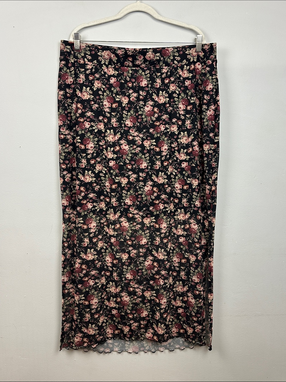 Torrid Black Floral Mesh Over Mini Maxi Skirt Sz 2X - Picture 6 of 12